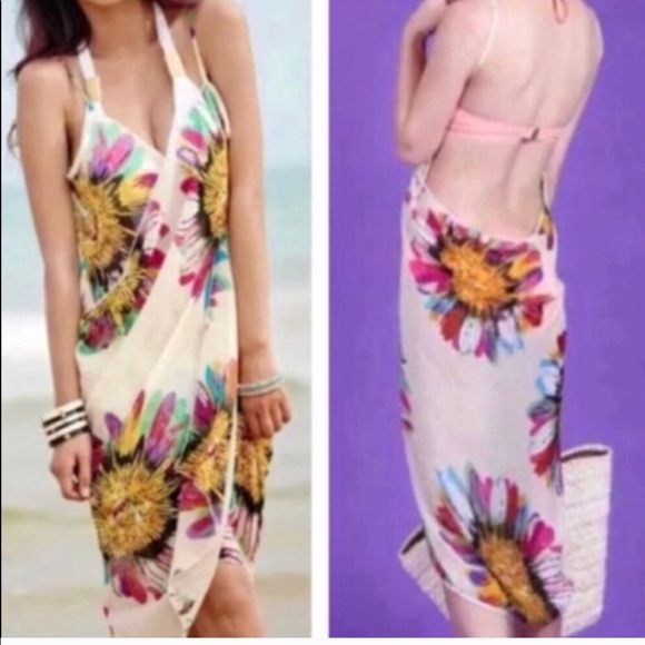 White BEACH cover up bathing suit wrap DRESS swim - Picture 2 of 5